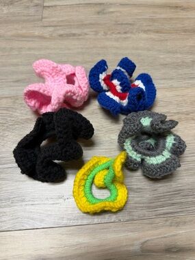 Lot of 5  Crochet Scrunchies - Multi-Color Pack